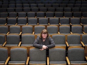 Vicki Stroich, Alberta Theatrre Projects executive director, sits in an empty theatre in Calgary, Alta., Thursday, March 16, 2017. Calgary&#039;s performing arts scene has become a casualty of corporate cost cutting as the city&#039;s economic doldrums drag into their third year, prompting organizations to band together to seek more municipal support. THE CANADIAN PRESS/Jeff McIntosh