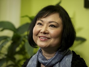 Kim Phuc, the woman who was the naked girl covered in napalm seen running in Nick Ut's famous photo from 1972, speaks with media at the Margaret Chisholm Resettlement Centre in Calgary, Alta., on Monday, March 20, 2017. Phuc is the keynote speaker in the Calgary Catholic Immigration Society's 35th anniversary event. Lyle Aspinall/Postmedia Network