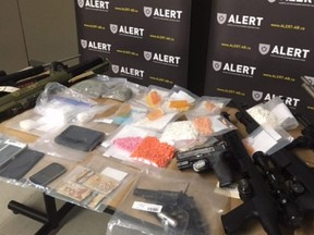 Items seized from a trio of raids by ALERT last week. Photo courtesy ALERT