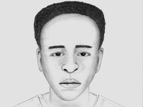 A Calgary police  sketch of the man they believe pulled the trigger in a shooting in  Castleridge in February.