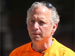 Alan Hallman gestures as he speaks to media in front of  City Hall in Calgary, Alta on Wednesday April 20, 2016.