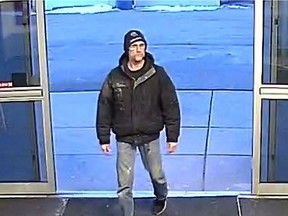 Alberta RCMP are on the lookout for a man after allegedly entering the Ron Ebbesen Arena on East Lake Crescent NE, in Airdrie, Alta., and stole a child's medical insulin pump from a change room while he was playing hockey. The accused is seen in this police handout image made from surveillance video.