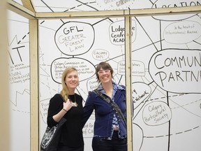 Artists Alana Bartol (left) and Anne Drew Potter pose inside the Illingworth Kerr Gallery at the Alberta College of Art and Design in Calgary on Wednesday, March 22, 2017. Experiments in Public Art runs from March 23 to April 22.