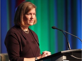 GE Canada president and CEO Elyse Allan speaks about innovations in technology at the Global Business Forum  in September 2014, in this file photo.
