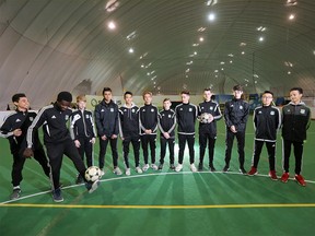 Members of the Calgary West Palmeiras U15 boys soccer team maybe losing their Calgary West Soccer Centre home when the centre's lease runs out in 2019. Team members were photographed inside the facility on Saturday March 5, 2017. The City of Calgary may expand it's water treatment operations into the area. GAVIN YOUNG/POSTMEDIA NETWORK
