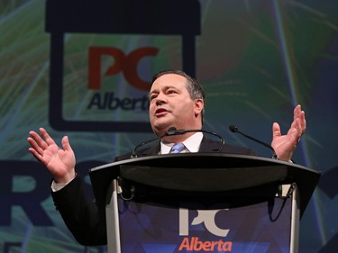 Jason Kenney speaks after winning the Alberta PC leadership in downtown Calgary on Saturday March 18, 2017.