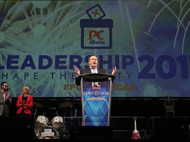 Jason Kenney speaks after winning the Alberta PC leadership in downtown Calgary on Saturday March 18, 2017.