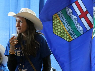 Jason Kenney supporter Tessa Littlejohn waits for the results to be announced at the PC leadership convention in downtown Calgary on Saturday March 18, 2017. #pcaa #ableg #pcldr #abpoli #yyc @calgaryherald @calgarysun