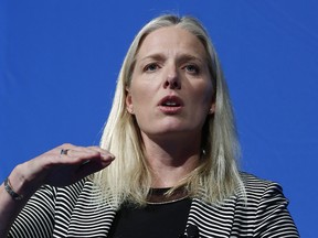Environment and Climate Change Minister Catherine McKenna speaks at a Calgary Chamber of Commerce luncheon in Calgary, Alta., Thursday, March 9, 2017.