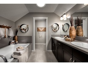 The ensuite off the bedroom on the top floor of the Rosemont by Homes by Avi in Carrington.