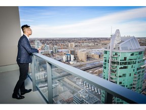 Ernest Hon of Hon Developments taking in the views from one of the Paramount Suite at the Guardian.