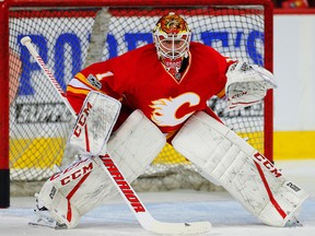 Brian Elliott during the pre-game skate before facing the Los Angeles Kings on March 20, 2017.