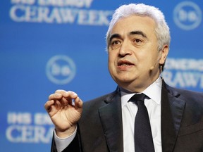 Fatih Birol, executive director of the International Energy Agency, speaks about the state of the oil industry at the annual CERAWeek global energy conference in this file photo.