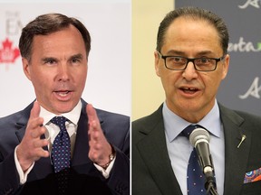 From the left: Federal Finance Minister Bill Morneau, Alberta Finance Minister Joe Ceci.