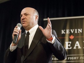 Federal Conservative leadership candidate Kevin O'Leary speaks during an Alberta Prosperity Fund luncheon at the Metropolitan Conference Centre in Calgary on Thursday.
