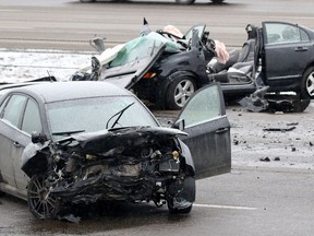 There were multiple injuries after a serious head-on collision on northbound Deerfoot Trail at about 5:15 on Saturday morning March 5, 2017.