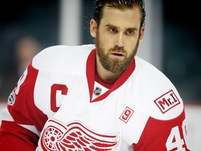 Detroit Red Wings Henrik Zetterberg during the pre-game skate before facing the Calgary Flames in NHL hockey in Calgary, Alta.  on Friday March, 3, 2017.