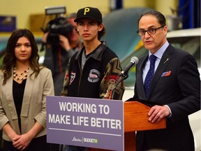 Finance Minister Joe Ceci announces funding for new schools and the modernization of Forest Lawn High School. Sarah Bieber of Kids Come First says the NDP's commitment still falls short of what's needed.