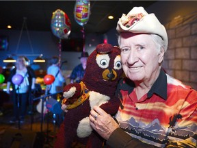 Ron "Buck Shot" Barge and his pal "Benny the Bear" celebrated Barge's 50th anniversary in style at the Silver Point Pub & Eatery on Saturday. Barge was a mainstay of television entertainment for years in Canada. Ryan McLeod/Postmedia Network