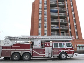 Calgary firefighters responded to a fire at an apartment building near 17 Ave and Radisson Dr SE in Calgary, Alta on Thursday March 9, 2017. The fire apparently started in a laundry room, but many residents needed to be evacuated and suffered due to cold temperatures. No injuries were reported.