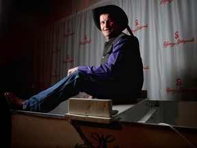Chuckwagon driver Kelly Sutherland poses for a photo during his last Stampede Canvas Auction at the Boyce Theatre in Calgary, Alta., on Thursday March 23, 2017.