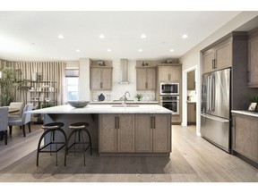 The kitchen in the Reunite show home by Jayman Built in Livingston.