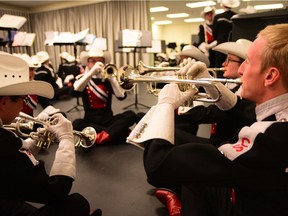 The Calgary Stampede Showband practises inside the newly completed TransAlta Performing Arts Studios in Calgary on Friday.