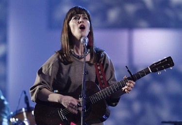 Feist performs during the Juno Awards in Ottawa, Sunday April 1, 2012. Leslie Feist is slated to pay tribute to the late Leonard Cohen, a multiple Juno Award winner who died last November, with an arrangement of one of his &ampquot;classic songs.&ampquot; THE CANADIAN PRESS/Fred Chartrand