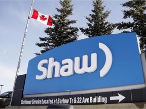 A Shaw Communications sign at the company's headquarters in Calgary.