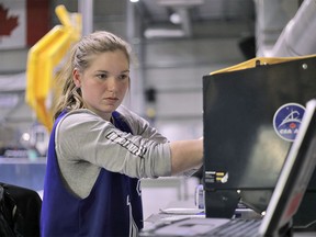 Astronaut candidate Jenni Sidey during a second series of aptitude tests with the Canadian Space Agency.