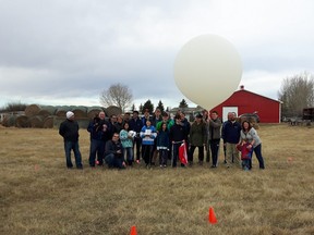 Students from the Renert School launched a weather balloon 34 km to the edge of space Saturday for a science experiment.