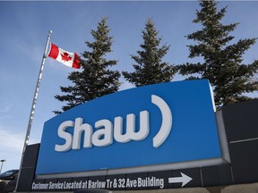 A Shaw Communications sign at the company's headquarters in Calgary, Wednesday, Jan. 14, 2015. Shaw Communications Inc. has launched a new mobile TV app, the latest in a series of moves by the cable company to diversify its business as consumers cut the cord and opt for Internet-based services such as Netflix.