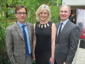 Pictured, from left, at   DLA Piper's 10th annual Art & Martini reception held  Mar 21 in the Winter Garden at Jamieson Place are dla Piper's Dan Kenney, Eloise Berry and her husband Tervita executive vice-president Rob Van Walleghem, Q.C.
