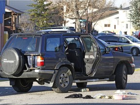 Calgary Police investigate a shooting scene in the northeast community of Castleridge Calgary, Alta on Saturday April 22, 2017.