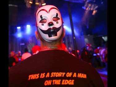 Juggalos gather during the Insane Clown Posse Juggalo Weekend held at the Marquee Beer Market in Calgary, Alta on Friday April 7, 2017. The two day festival, the first in Canada is headlined by ICP, a number of other heavy metal, gangsta rap, djs, wrestlers, and circus performers. Jim Wells//Postmedia