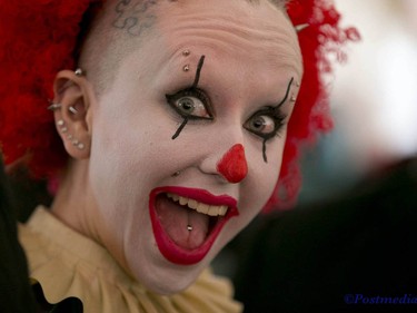 A Juggalo shows her makeup and smile during day two of the Insane Clown Posse Juggalo Weekend held at the Marquee Beer Market in Calgary, Alta on Saturday April 8, 2017. The two day festival, the first in Canada is headlined by ICP, and includes a number of other heavy metal, gangsta rap, DJs, wrestlers, and circus performers. Jim Wells//Postmedia