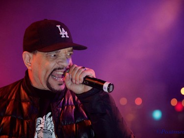 Rapper Ice T takes the stage during day two of the Insane Clown Posse Juggalo Weekend held at the Marquee Beer Market in Calgary, Alta on Saturday April 8, 2017. The two day festival, the first in Canada is headlined by ICP, and includes a number of other heavy metal, gangsta rap, DJs, wrestlers, and circus performers. Jim Wells//Postmedia