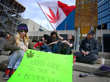 Calgary pot advocates and users alike joined in the 4/20 (April 20) celebration of cannabis culture on April 20, 2017 at City Hall. Ryan McLeod/Postmedia Network