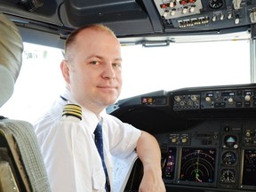 Pilot Miroslav Gronych on June, 10, 2014 in Kosice, Slovakia. Gronych, 37, a pilot got bumped off his own airplane after his crew found him slumped over in the cockpit with 'three times the legal alcohol limit in his system'.