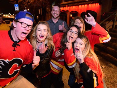 Calgary Flames fans were out in the bars on 17th Avenue in Calgary, Alta., on April 13, 2017. Flames are taking on the Anaheim Ducks in the first round of the NHL Playoffs. Ryan McLeod/Postmedia Network