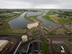 Cooling ponds for TransAlta Keephills coal-fired generating power plant, 70 kilometres west of  Edmonton.