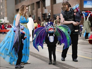 The Calgary Comic and Entertainment Expo kicked things off with the Parade of Wonders in downtown Calgary, Alta., on April 28, 2017. Thousands marched and lined the streets to watch the parade filled with nerds of all genres and styles, from comic books to television and board games, it was all on display. Ryan McLeod/Postmedia Network