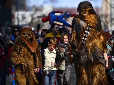 The Calgary Comic and Entertainment Expo kicked things off with the Parade of Wonders in downtown Calgary, Alta., on April 28, 2017. Thousands marched and lined the streets to watch the parade filled with nerds of all genres and styles, from comic books to television and board games, it was all on display. Ryan McLeod/Postmedia Network