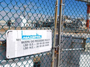 The Mazeppa facility sits dormant on March 30 as Alberta's energy watchdog proceeds with action enforcement that includes forcing the plant's licensee, Lexin Resources, into receivership.