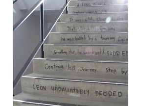 The Step by step, Leon the Frog stairwell poem at U of C. Handout