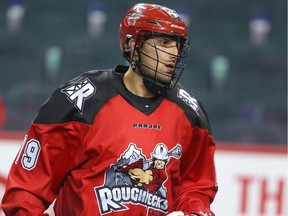 Roughnecks Holden Cattoni during warm up before National Lacross League game action between the Vancouver Stealth and the Calgary Roughnecks at the Scotiabank Saddledome in Calgary, Alta. on Friday January 6, 2017.