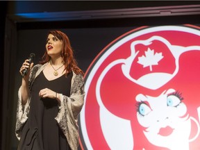 Emily Expo speaks during the Calgary Comic and Entertainment Expo at Stampede Park last year.