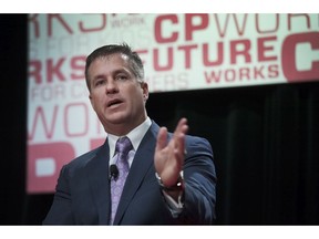 CP Rail's Keith Creel, president and CEO, speaks to onlookers during the company's annual general meeting in Toronto last year.