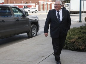 Winston Blackmore, who is accused of practising polygamy in a fundamentalist religious community, arrives for the start of his trial in Cranbrook, B.C., Tuesday, April 18, 2017.