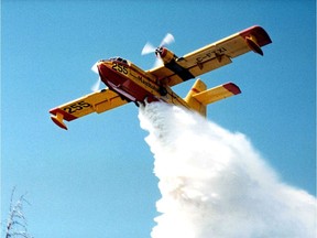 A Bombardier CL415 is shown in this undated handout photo. Viking Air president David Curtis said the company is considering a full-fledged restart of the water bomber manufacturing program that could bring 900 jobs to Calgary.